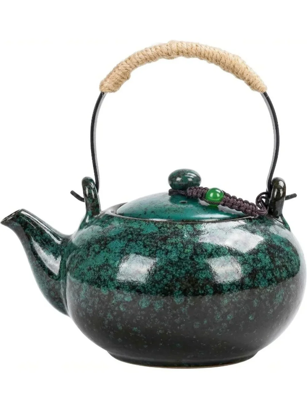 Green Japanese Ceramic Kitchen Teapot with Infuser 25 OZ/750ml Stainless Filter